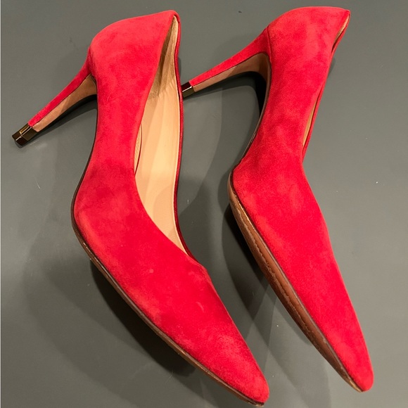 Tory Burch Red Suede Pumps - Picture 7 of 9